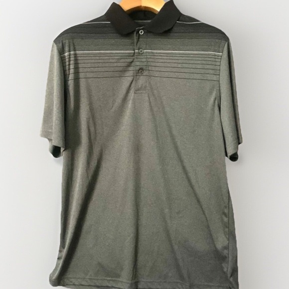 Arnold palmer Other - Arnold Palmer Golf Mens Medium Grey‎ Striped Cool Effect Performance Polo Shirt